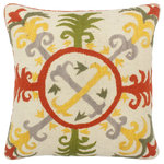 Bareens Designer Rugs - Boho Chic Ash Kilim Suzani Handmade Pillow - Embellish your home with this timeless casual chic handmade Suzani Embroidered pillow made with gorgeous soft luxurious color pallet and an intricate design. Handmade pattern with beautiful color combination and unique majestic intricate design this handmade pillow is a mesmerizing addition to any d�cor. An intricate design and exquisite coloration make this handmade pillow a standout piece in any decor.