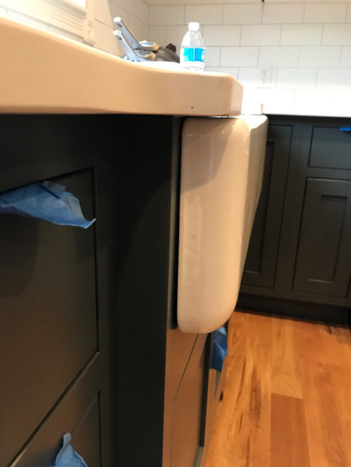 Gap around apron sink