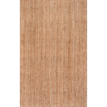 nuLOOM Handwoven Jute and Sisal Ashli Solid Striped Area Rug, Natural, 12'x15'