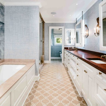 San Antonio, TX - Traditional - Antiqued Sapele Mahogany Bathroom Vanity Counter