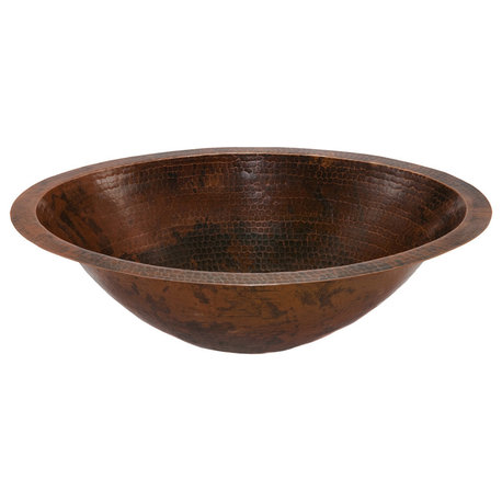 20" Master Bath Oval Under Counter Hammered Copper Bathroom Sink