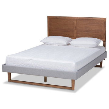 Baxton Studio Eloise King Size Light Gray Upholstered Wood Platform Bed