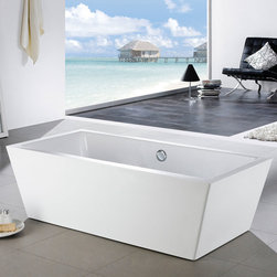 65" x 31" White Rectangle Soaking Free-Standing Bathroom Tub - Bathtubs