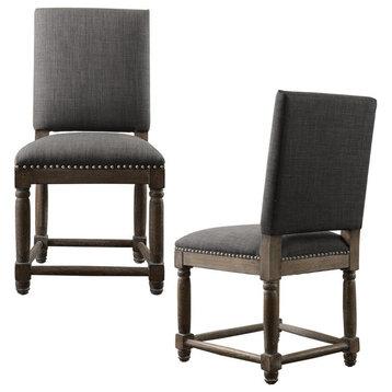 Cirque Rustic Upholstered Dining Chair  Set of 2, Gray