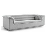 Meridian Furniture - Cascade Upholstered Set, Grey, Boucle Fabric, Sofa - Give your room a much-needed rehab when you bring home this Cascade boucle fabric sofa. The elegantly attention-grabbing design features a modern profile with curved arms deep horizontal channel tufting, so it wows from all angles. Upholstered in rich grey boucle fabric, this seat quickly becomes everyone's favorite spot for curling up with a good book or smart device. Thick foam padding ensures a cozy, body-hugging experience. while you watch TV or just relax.