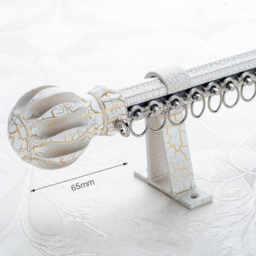 QYR11 Keira White Crack Champagne Aluminum Alloy Curtain Rod Set With Rollers an