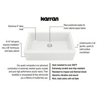 Karran Farmhouse/Apron-Front Quartz 34" Single Bowl Kitchen Sink, White