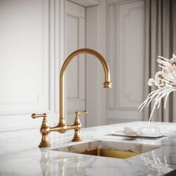 Celeste 2-hole Traditional Kitchen Tap Brushed Gold - Kitchen Taps