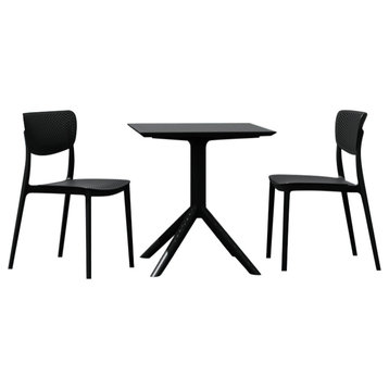 Lucy Outdoor Bistro 3-Piece Set With 27" Table Top Black