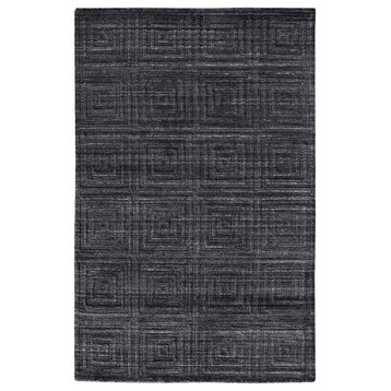 Weave & Wander Tatem Minimal Viscose Rug, Charcoal Gray/Gray, 10' x 14' Rug