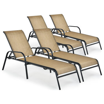 Costway 4PCS Patio Lounge Chair Chaise Adjustable Recliner Stack No Assembly