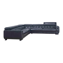 The Hilton Premium Tufted Leather Sectional Sofa - Sectional Sofas