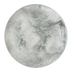 Martha Sturdy resin flat platter in silver marble - Home Decor