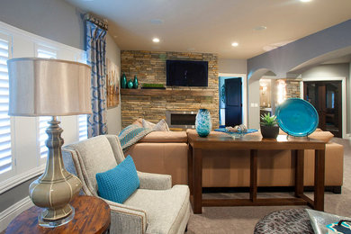Example of a transitional basement design in Omaha