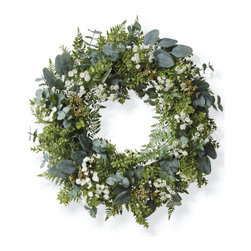 Mixed Greenery Queen Anne's Lace Wreath - Wreaths And Garlands