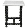 Orlando Cranberry Marble End Table With Black Wooden Spindle Base