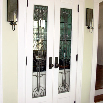 leaded glass doors/ bar