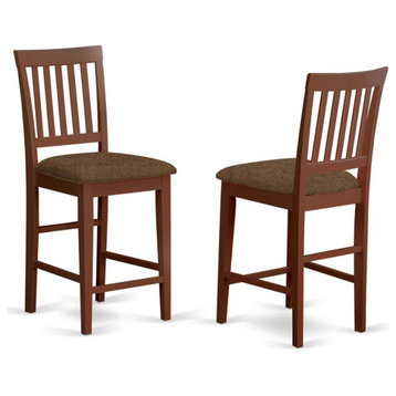East West Furniture Vernon 42" Fabric Counter Stools in Mahogany (Set of 2)
