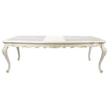 Chantelle Dining Table, Marble and Pearl White