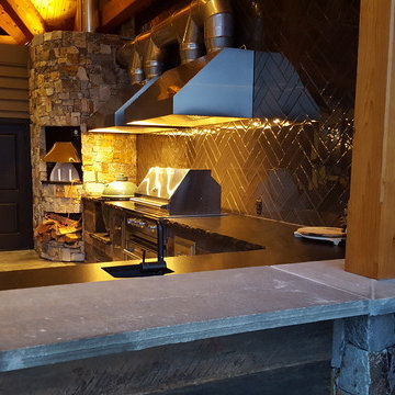 Lodge Style Reclaimed Wood Outdoor Kitchen