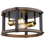 Z-Lite - Kirkland 2 Light Flush Mount, Rustic Mahogany - With an open frame, this two-light ceiling light radiates rich sophistication. Hues of rustic mahogany marry with deeper metal tones to enliven a dining room space.