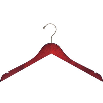 Flat Wooden Top Hanger With Notches, Cherry Finish, Top Hanger