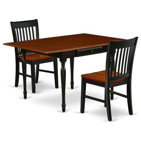 3-Piece Kitchen Table Set, 2 9" Drop Down Leaves Kitchen Table, 2 Chairs