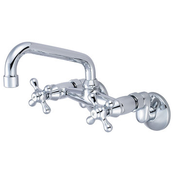 Premium Two Handle Wall Mounted Kitchen Faucet, Polished Chrome