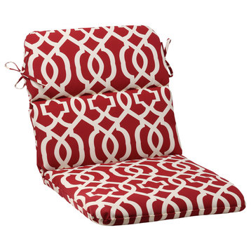 New Geo Red Rounded Corners Chair Cushion