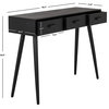 Mid Century Console Table, Tapered Legs With 3 Storage Drawers, Black