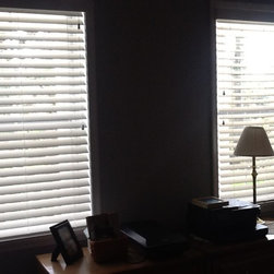 Brown Horizontal Faux wood blinds. - Products