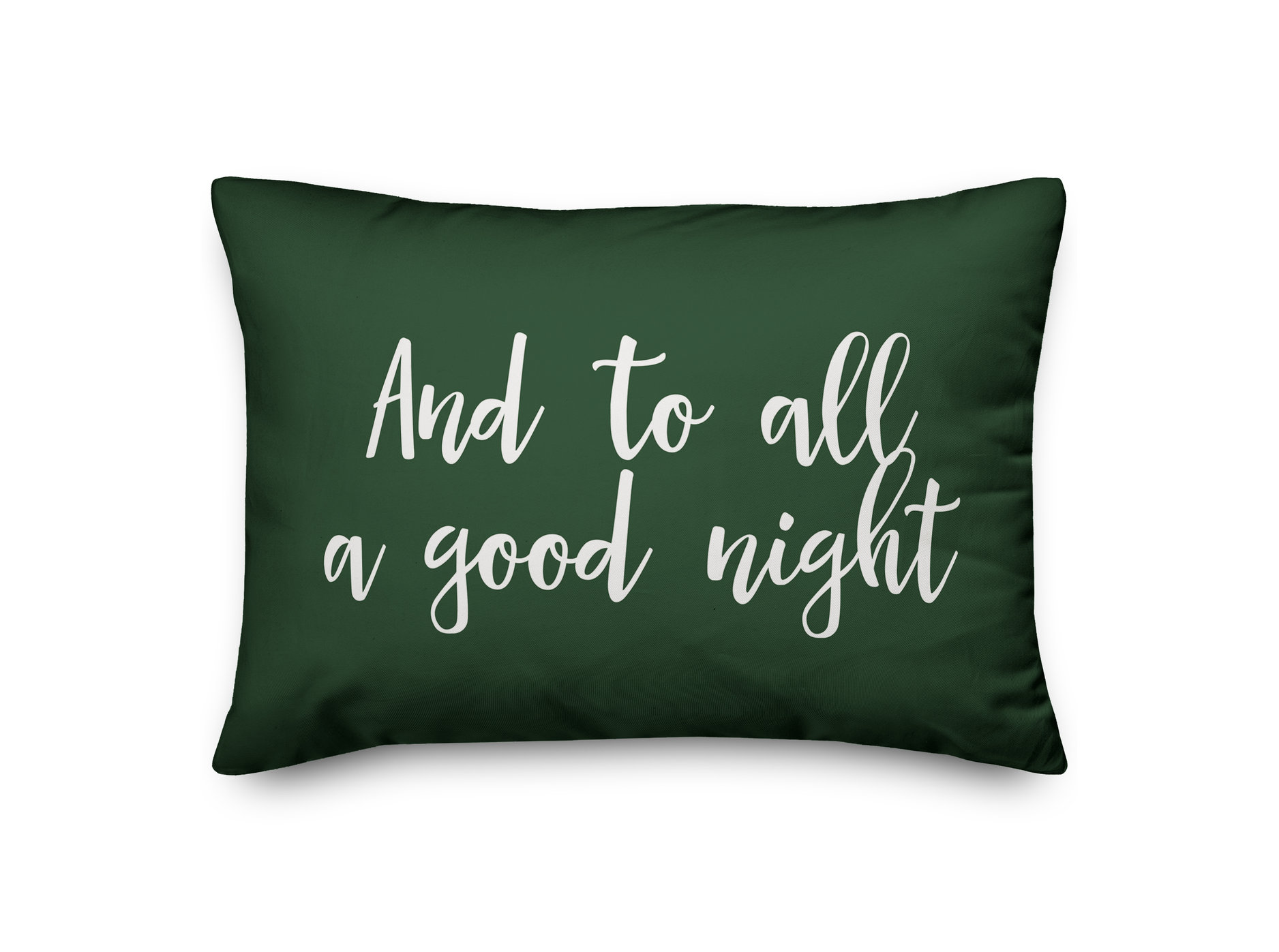 And To All A Good Night, Dark Green 14x20 Lumbar Pillow - Contemporary