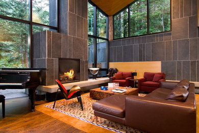 Example of a large trendy living room design in Vancouver