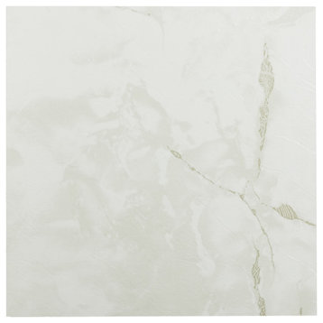 White With Gray Veins 12x12 Self Adhesive Vinyl Floor Tile, 20 Tiles/20 sq.ft.
