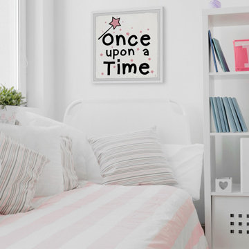 "Pink Star Dust Once upon a Time" Framed Painting Print