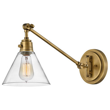 Hinkley Arti Small Single-Light Wall Sconce Brass WithClear glass