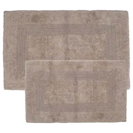 100% Cotton 2 Piece Reversible Rug Set by Lavish Home, Taupe