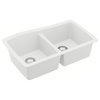 Karran Undermount Quartz 33" 50/50 Double Bowl Kitchen Sink Kit, White