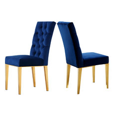 Capri Velvet Dining Chair, Set of 2, Navy
