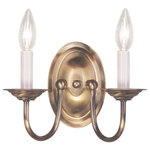 Livex Lighting - Home Basics Wall Sconce, Antique Brass - This two light wall sconce from the Home Basics collection is an alluring reflection of traditional style. The elegant sweeping arms and antique brass finish are beautiful details that unite for a breathtaking piece.