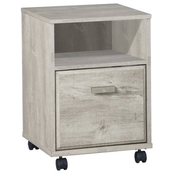Saint Birch Elma Modern Wood Mobile File Cabinet with Casters in Washed Gray