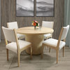 Flagstaff 5-Piece 48" Round Dining Set with 4 Ash Boucle Chairs in Ivory