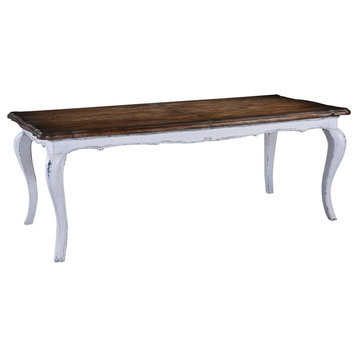 Dining Table French Farmhouse Country Distressed White  Cabriole