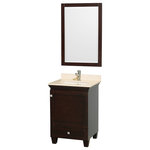 Wyndham Collection - Acclaim 24" Espresso Single Vanity, Ivory Marble Top, Um Sq Sink, Acclaim 24" - Sublimely linking traditional and modern design aesthetics, and part of the exclusive Wyndham Collection Designer Series by Christopher Grubb, the Acclaim Vanity is at home in almost every bathroom decor. This solid oak vanity blends the simple lines of traditional design with modern elements like square undermount sinks and brushed chrome hardware, resulting in a timeless piece of bathroom furniture. The Acclaim is available with a White Carrara or Ivory marble counter, porcelain sinks, and matching Mrrs. Featuring soft close door hinges and drawer glides, you'll never hear a noisy door again! Meticulously finished with brushed chrome hardware, the attention to detail on this beautiful vanity is second to none and is sure to be envy of your friends and neighbors!