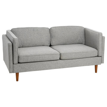 Atley Modern Upholstered High Sided Sofa With Solid Wood Legs, Mid Century Grey