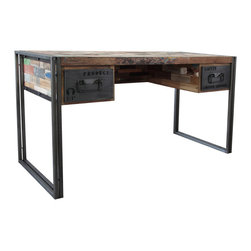 Spike Industrial 2 Drawer Desk - Desks And Hutches