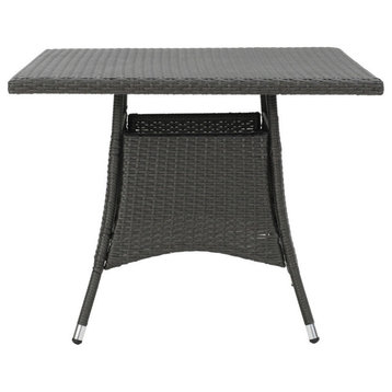 GDF Studio Colonial Outdoor Gray Wicker Square Dining Table
