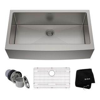 Farmhouse Apron Stainless Steel Kitchen Sink, Single Bowl 16 Gauge -  Contemporary - Kitchen Sinks - by Kraus USA, Inc. | Houzz