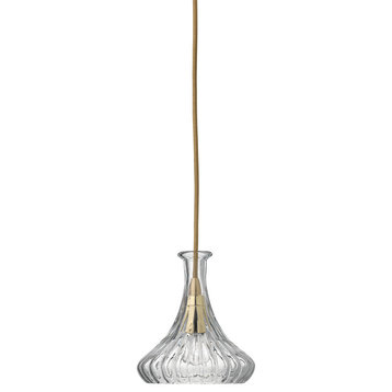 Isabella Carafe Pendant in Clear Glass with Brass Hardware