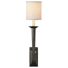 Visual Comfort French Single Library Sconce in Hand-Rubbed Antique Brass  with Natural Paper Shade
